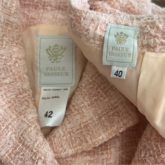 Paule Vasseur Tweed Vintage 2-Piece Suit Pink Sz 40/42 - Picture 16 of 16